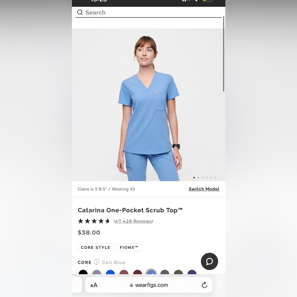 FIGS Catarina one-pocket scrub top Size XS in curl blue